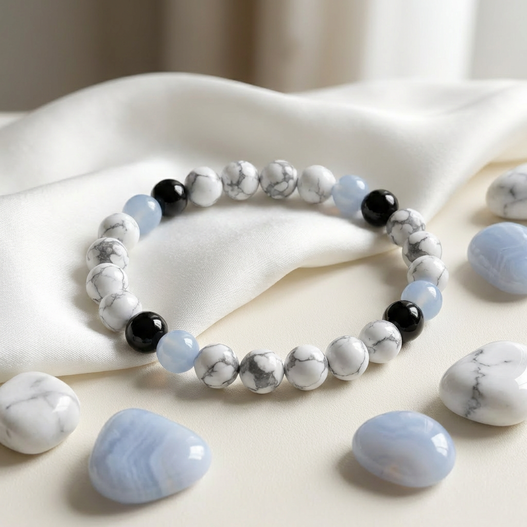 Obsidian & Howlite 'Restful Balance' Bracelet