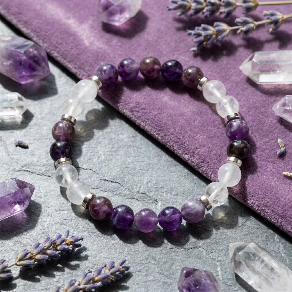Amethyst & White Jade 'Grace' Bracelet