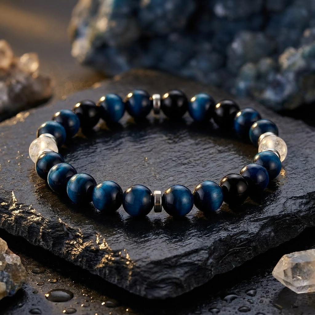 Blue Tiger's Eye & White Jade 'Brilliance' Bracelet
