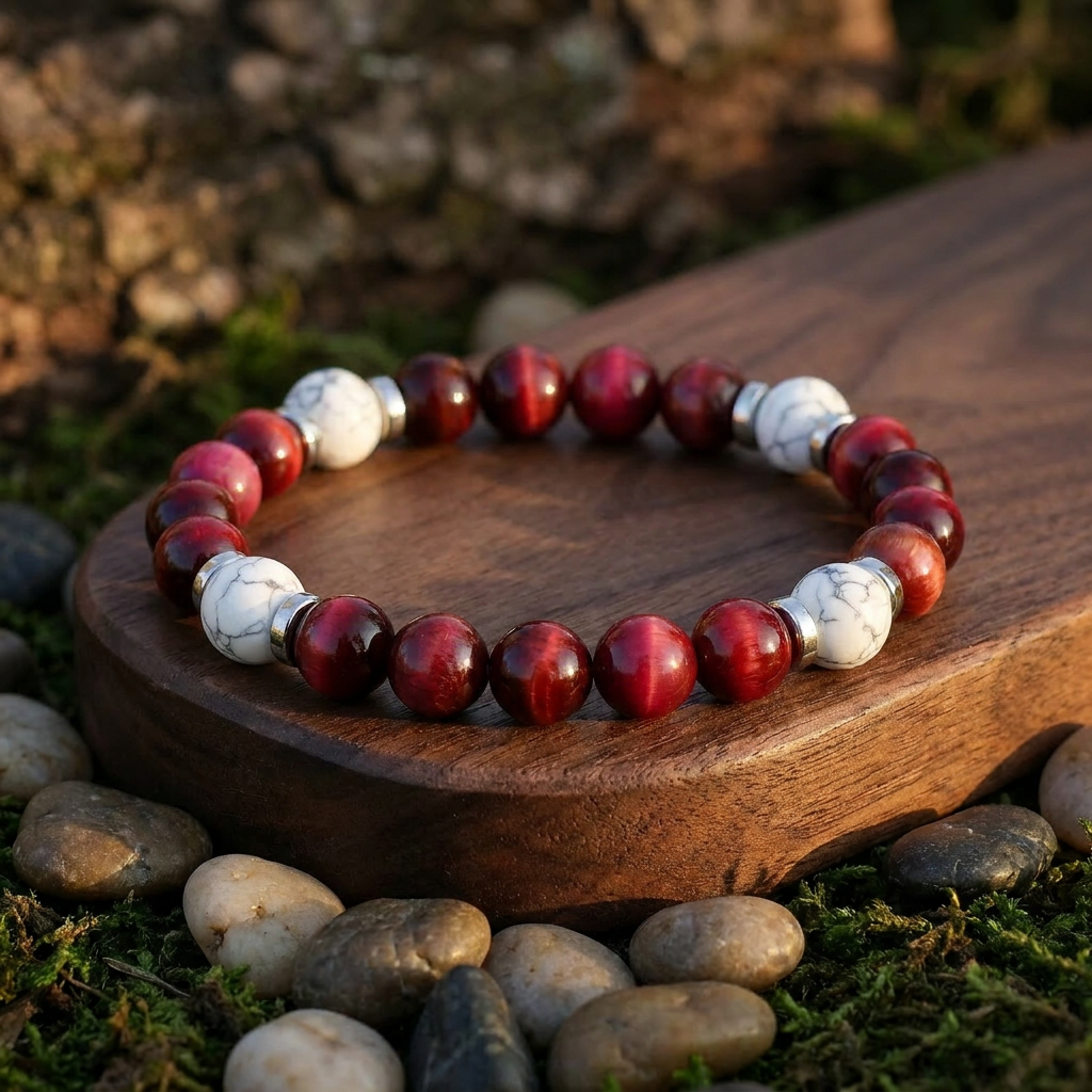Pink Tiger's Eye & Howlite 'Cheerful Spirit' Bracelet