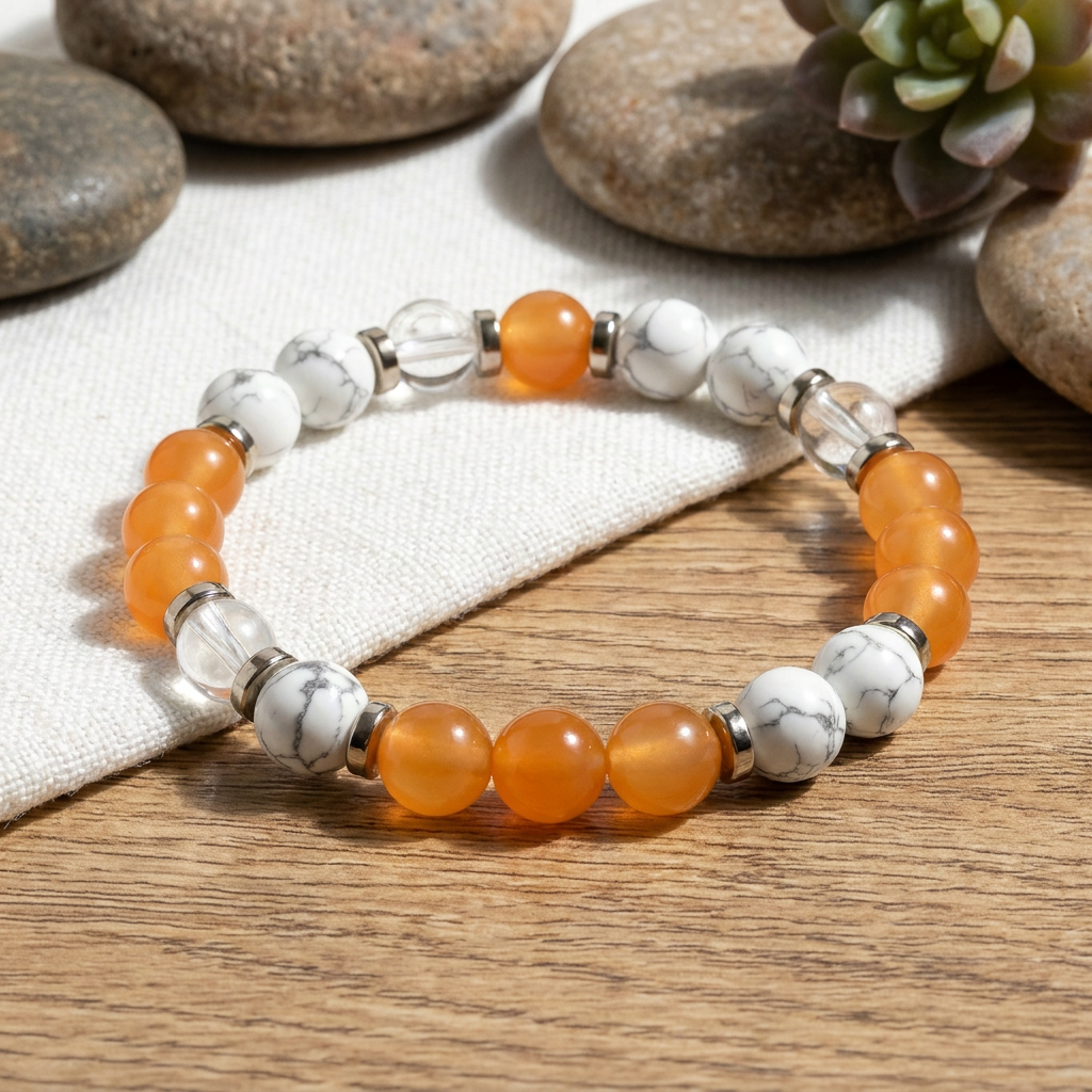 Orange Chalcedony & Howlite 'Steady Joy' Bracelet
