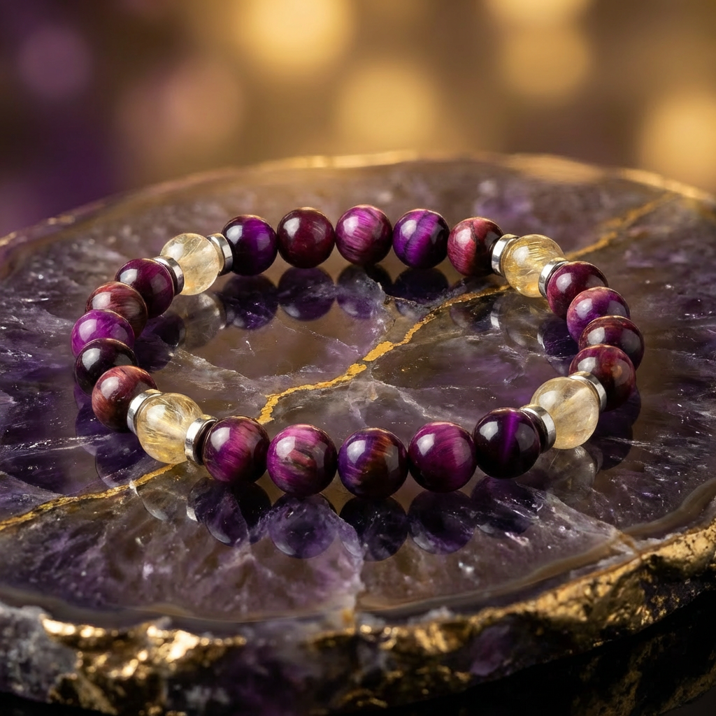 Purple Tiger's Eye & Citrine 'Focused Power' Bracelet