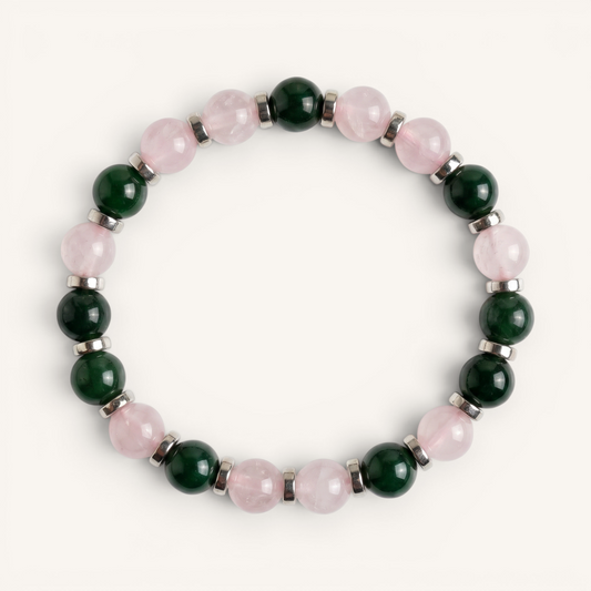 Rose Quartz & Moss Agate 'Peaceful Unity' Bracelet