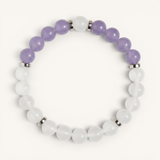 Violet Chalcedony & White Jade 'Peaceful Mind' Bracelet