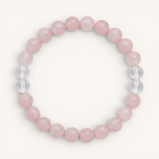 Clear Quartz & Rose Quartz 'Heartfelt Clarity' Bracelet