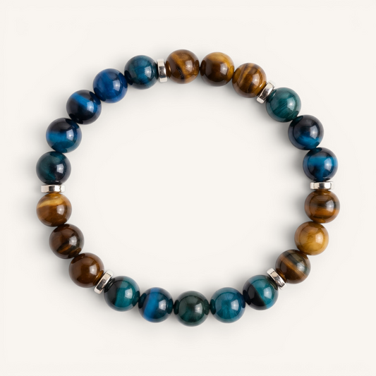 Royal Blue Tiger's Eye & Tiger's Eye 'Purpose' Bracelet