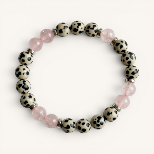 Dalmatian Jasper & Rose Quartz 'Playful Calm' Bracelet