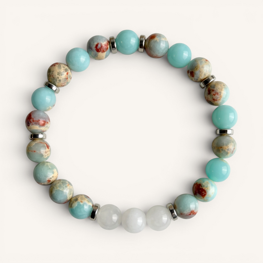 Aqua Terra Jasper & White Jade 'Composure' Bracelet