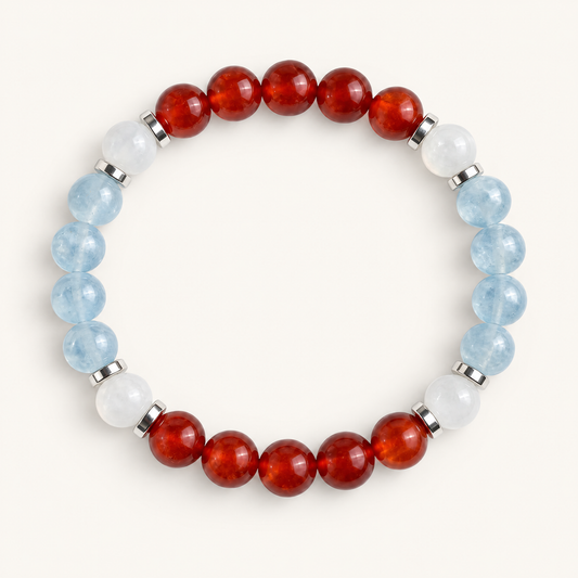 Red Agate & White Jade 'Confident Calm' Bracelet
