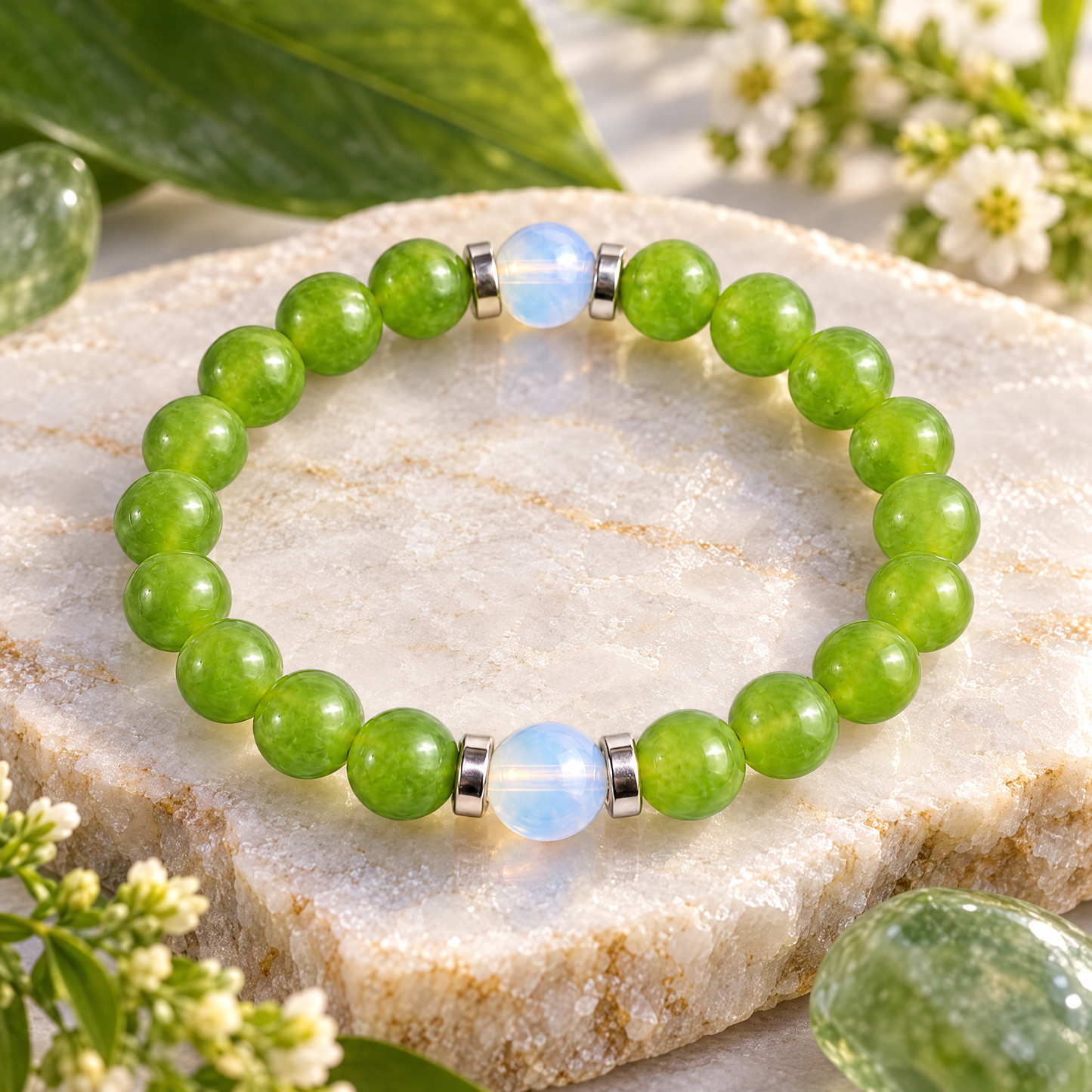 Green Chalcedony & Opalite 'Fresh Start' Bracelet