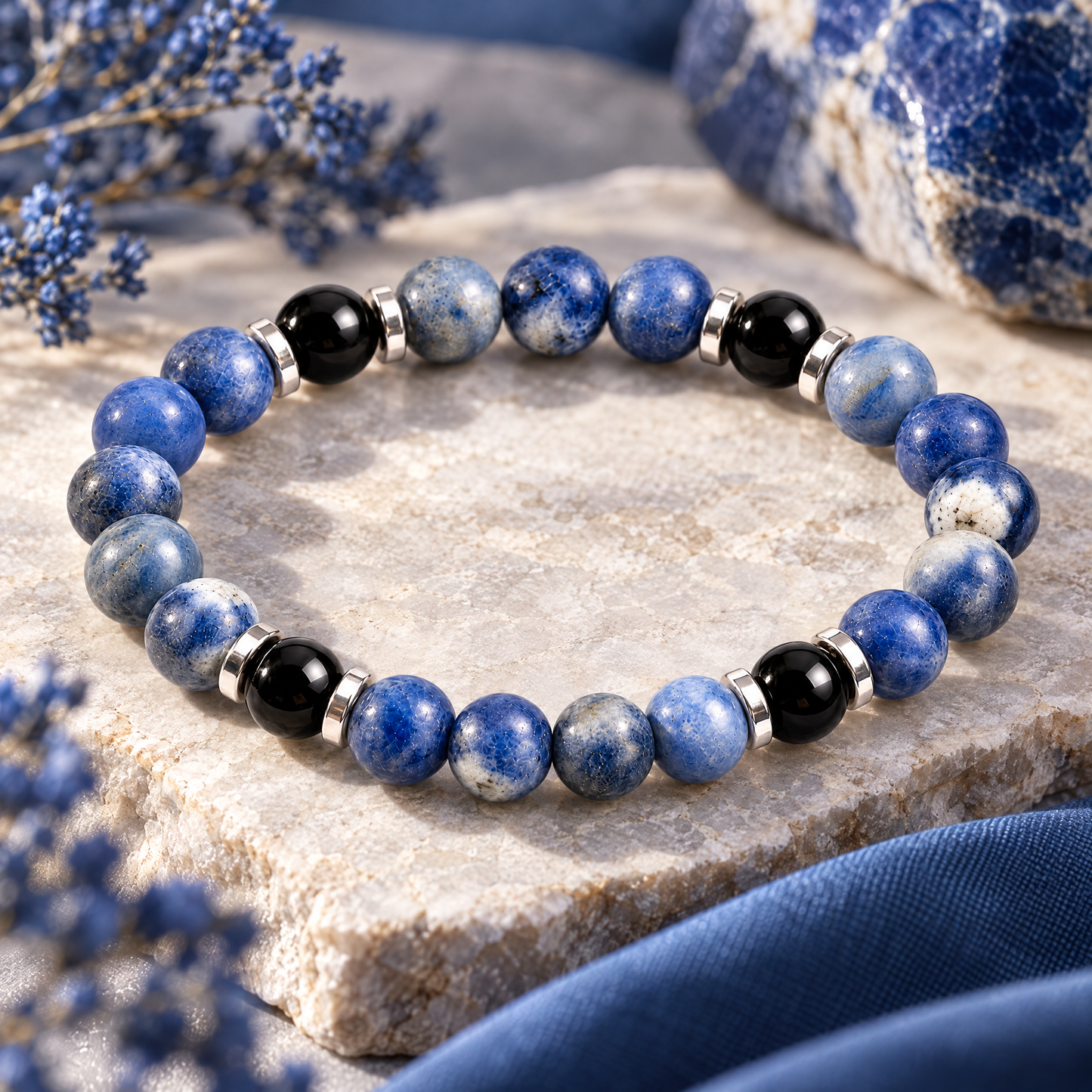 Sodalite & Obsidian 'Steadfast Mind' Bracelet