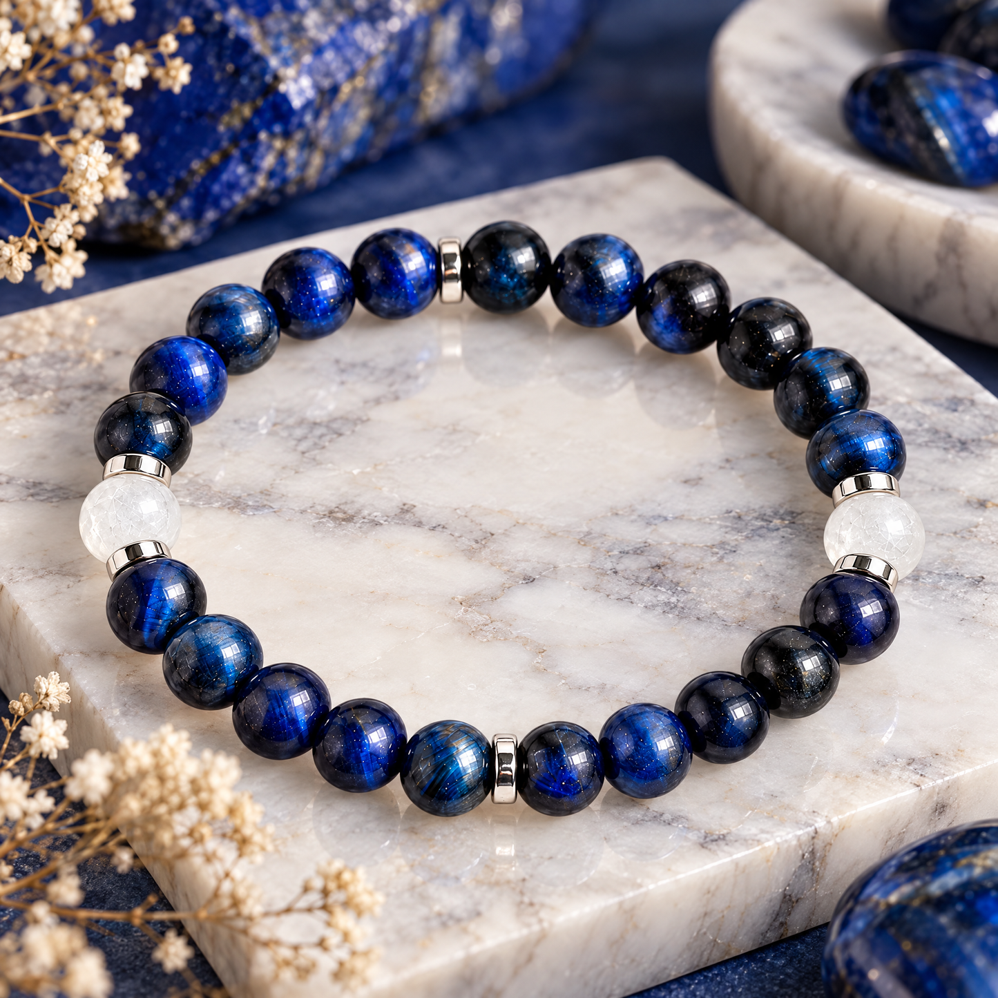 Blue Tiger's Eye & White Jade 'Brilliance' Bracelet