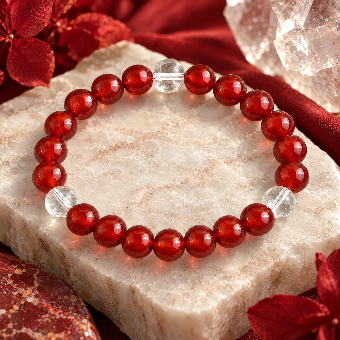 Clear Quartz & Red Agate 'Vitality' Bracelet