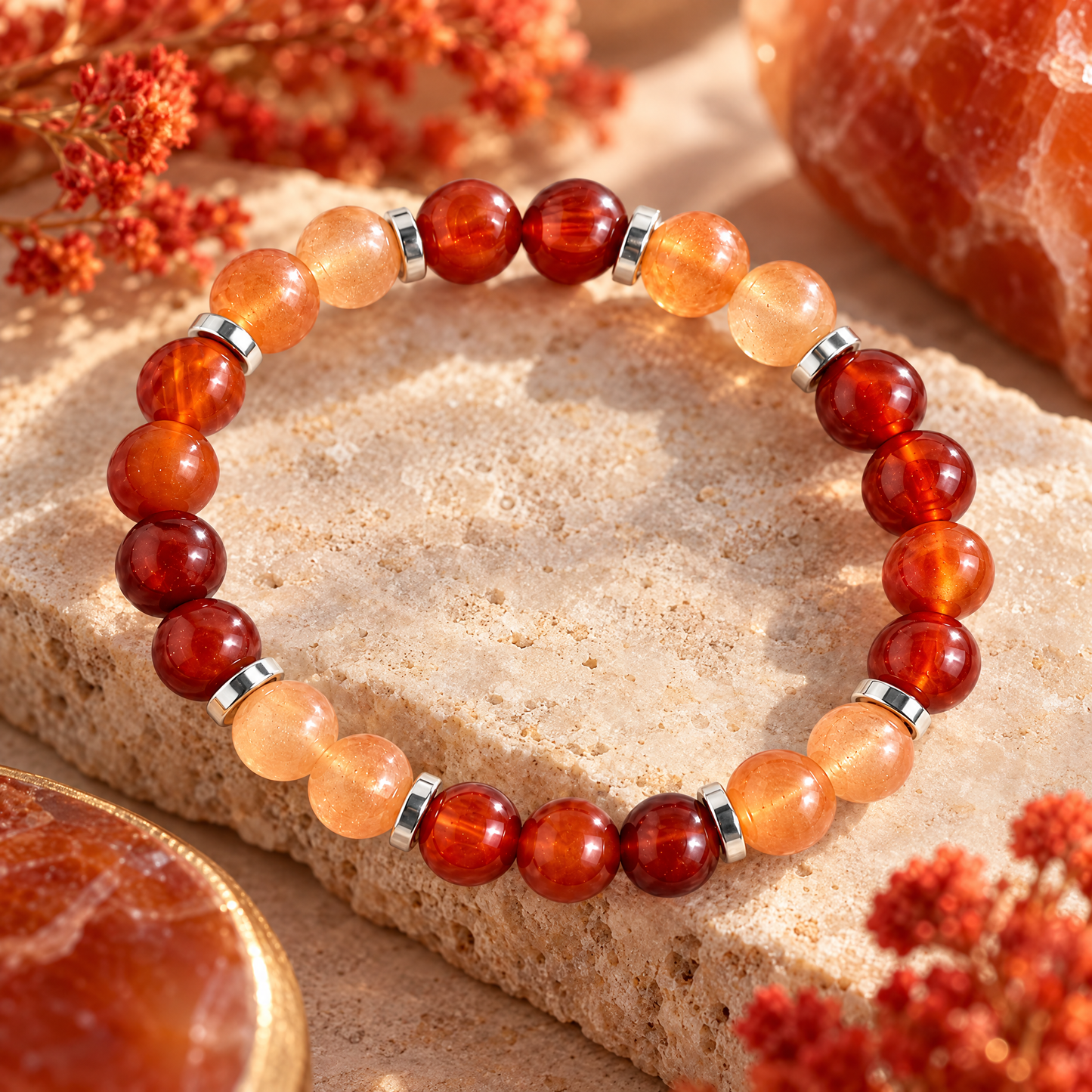 Red Agate & Orange Chalcedony 'Inner Fire' Bracelet