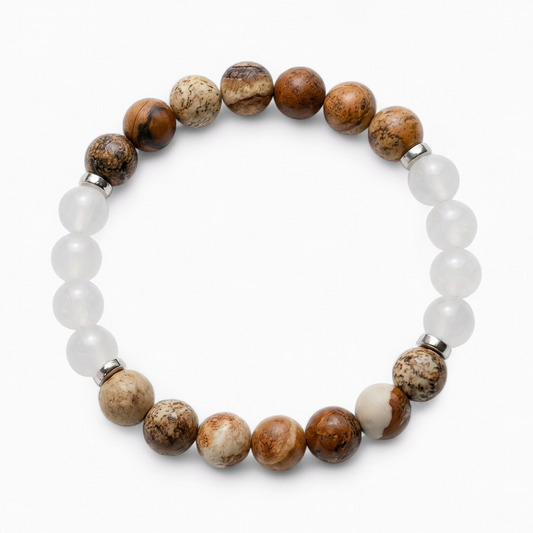 Picture Jasper & White Jade 'Steady Nerve' Bracelet