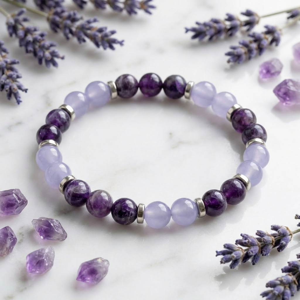 Amethyst & Violet Chalcedony 'Peaceful Spirit' Bracelet