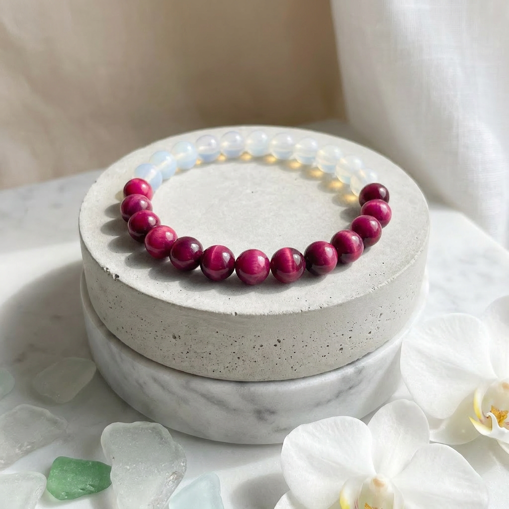 Pink Tiger's Eye & Opalite 'Optimism' Bracelet