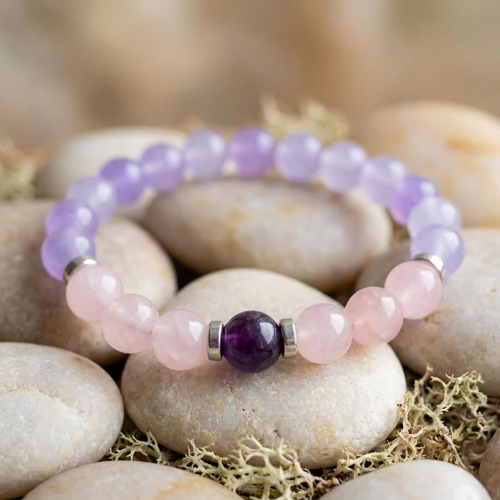 Rose Quartz & Violet Chalcedony 'Comfort' Bracelet