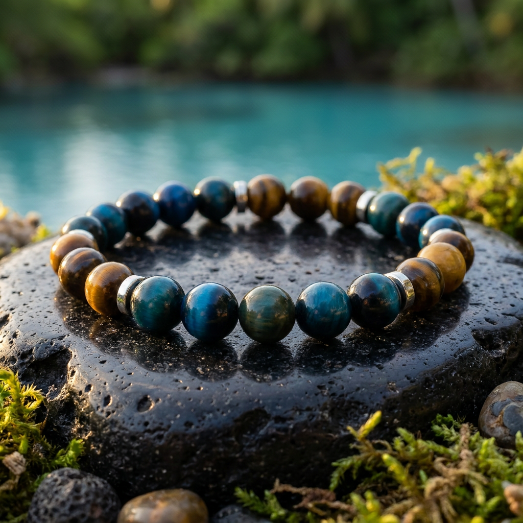 Royal Blue Tiger's Eye & Tiger's Eye 'Purpose' Bracelet