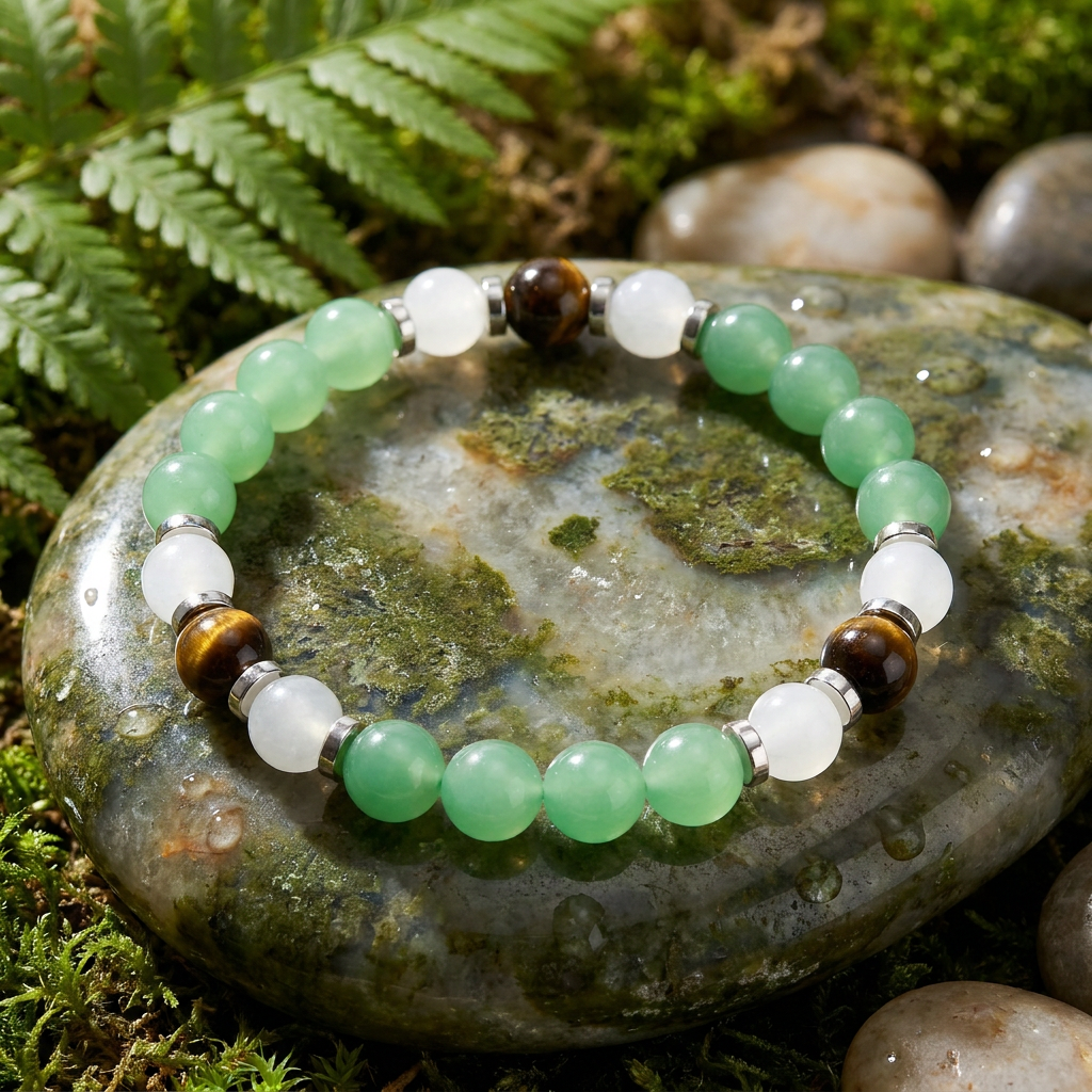 White Jade & Green Aventurine 'Renewal' Bracelet