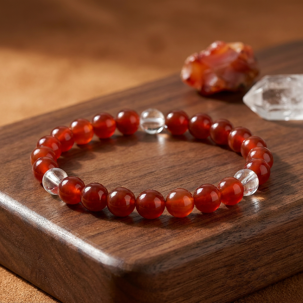 Clear Quartz & Red Agate 'Vitality' Bracelet