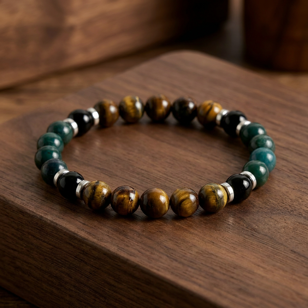 Tiger's Eye & Moss Agate 'Rooted Power' Bracelet