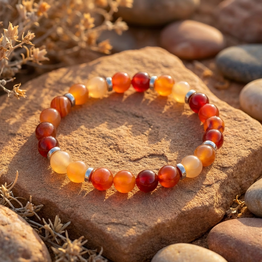 Red Agate & Orange Chalcedony 'Inner Fire' Bracelet