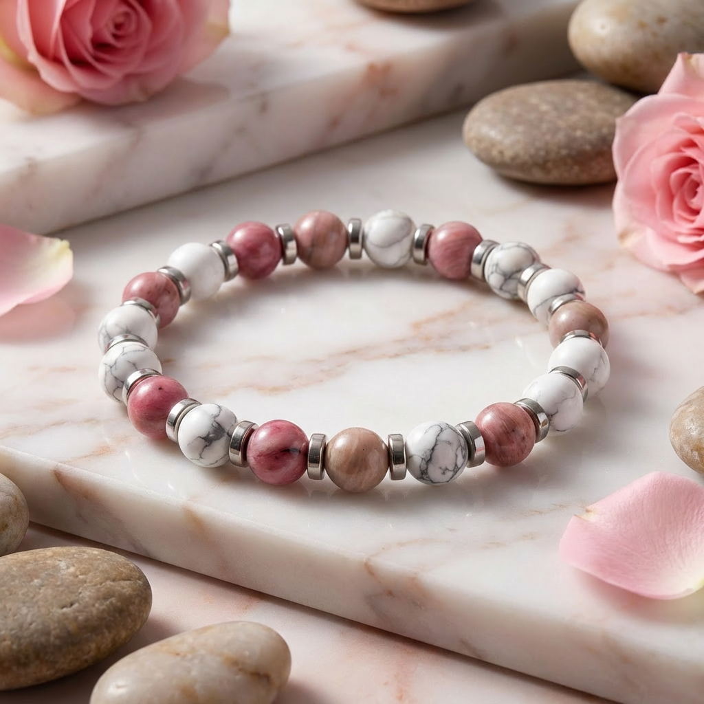 Howlite & Rhodonite 'Calming Heart' Bracelet