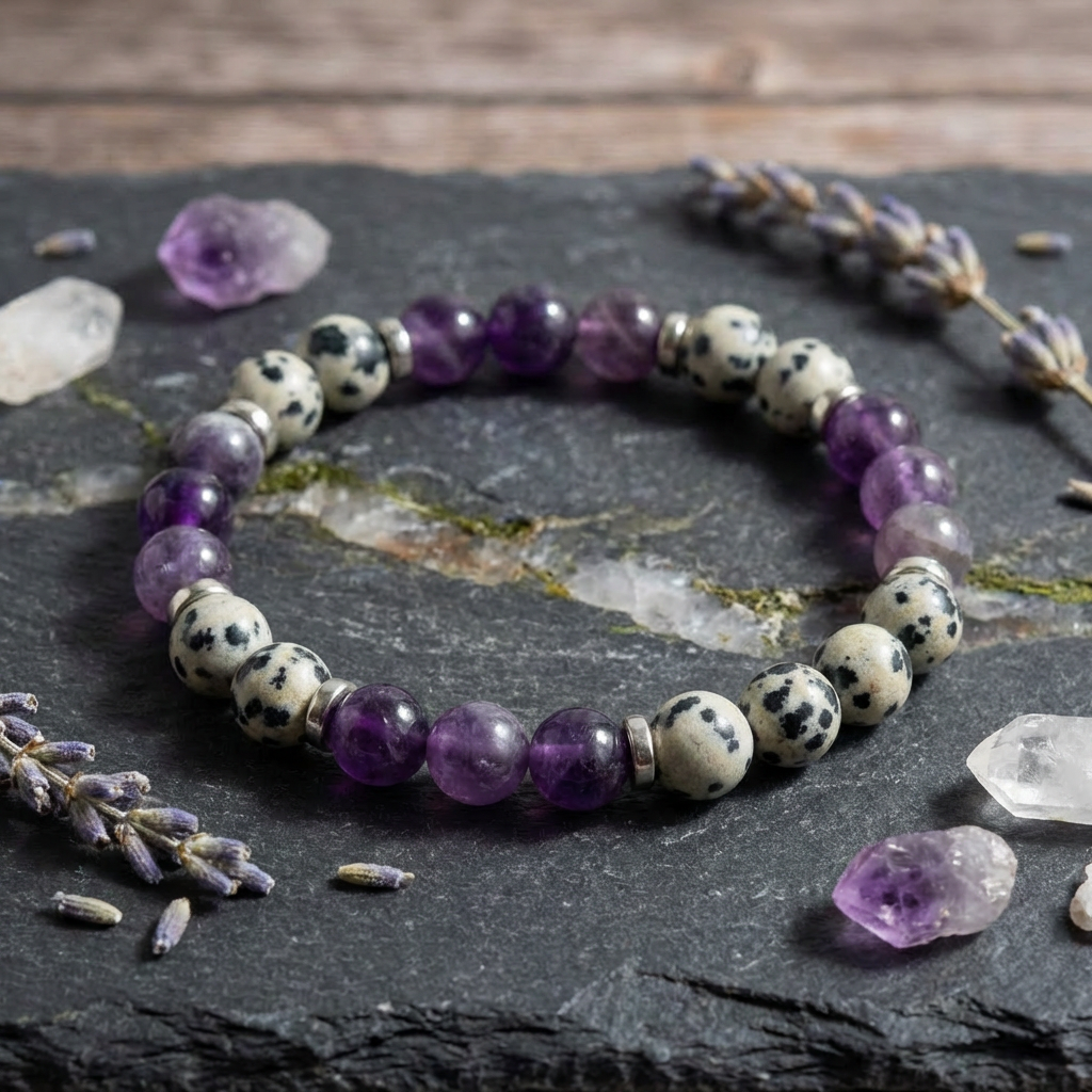 Dalmatian Jasper & Amethyst 'Gentle Reset' Bracelet