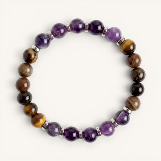 Tiger's Eye & Amethyst 'Grounded Peace' Bracelet