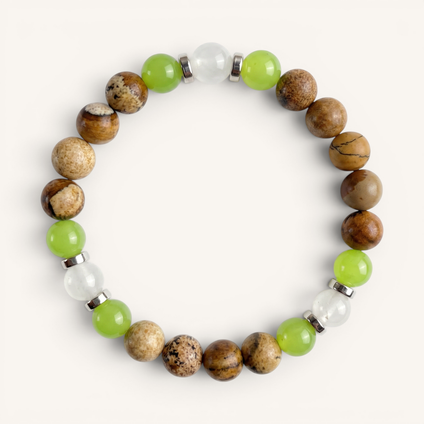 White Jade & Picture Jasper 'Centered Path' Bracelet