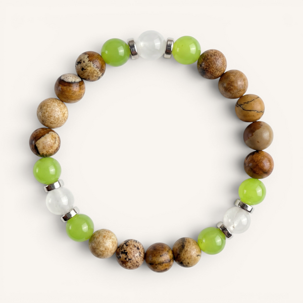 White Jade & Picture Jasper 'Centered Path' Bracelet