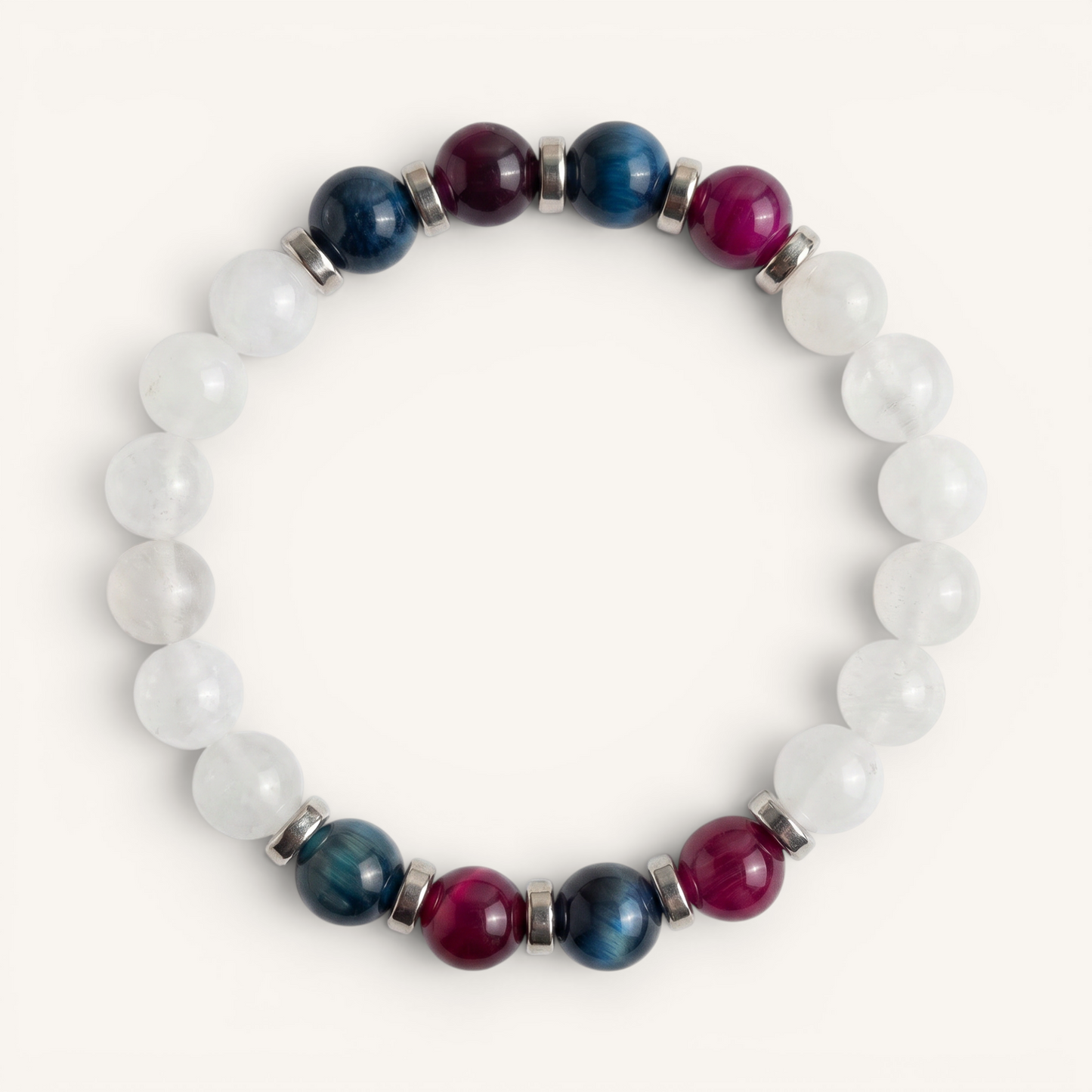 Blue Tiger's Eye & White Jade 'Steadfast Focus' Bracelet