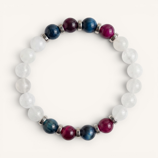Blue Tiger's Eye & White Jade 'Steadfast Focus' Bracelet