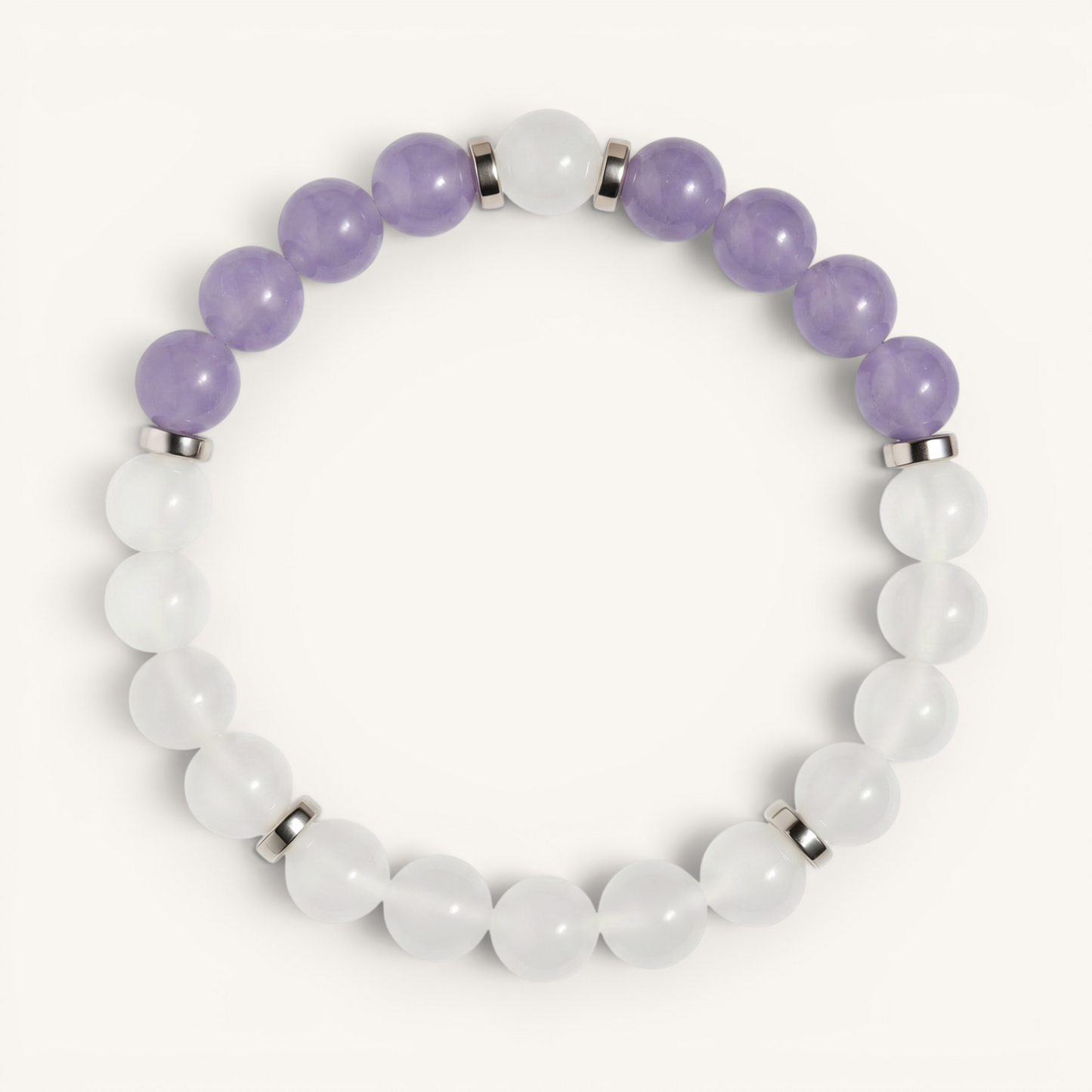 Violet Chalcedony & White Jade 'Peaceful Mind' Bracelet