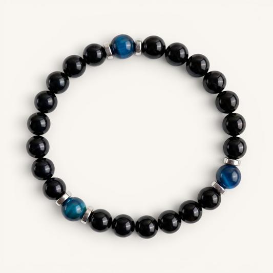 Obsidian & Blue Tiger's Eye 'Vigilance' Bracelet