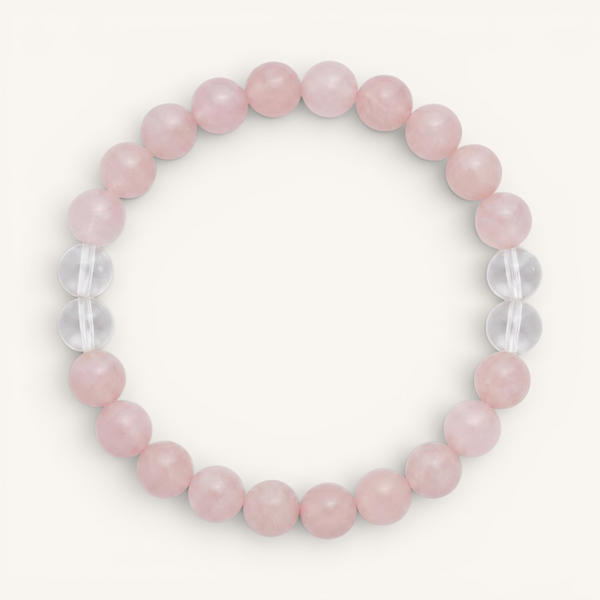 Clear Quartz & Rose Quartz 'Heartfelt Clarity' Bracelet