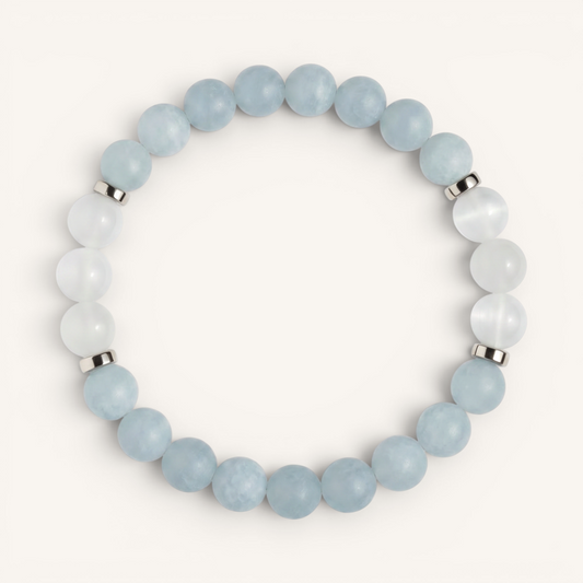 Blue Chalcedony & Selenite 'Tranquil Light' Bracelet