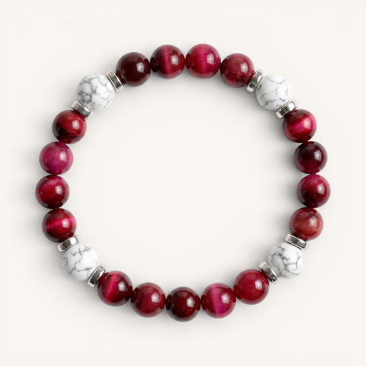 Pink Tiger's Eye & Howlite 'Cheerful Spirit' Bracelet