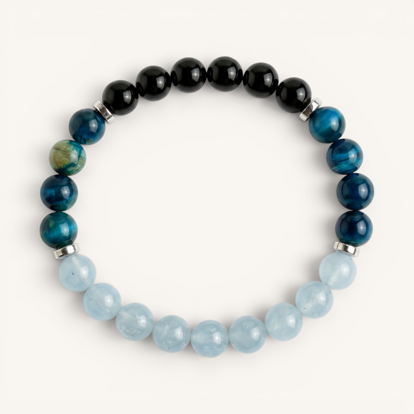 Blue Chalcedony & Obsidian 'Deep Focus' Bracelet