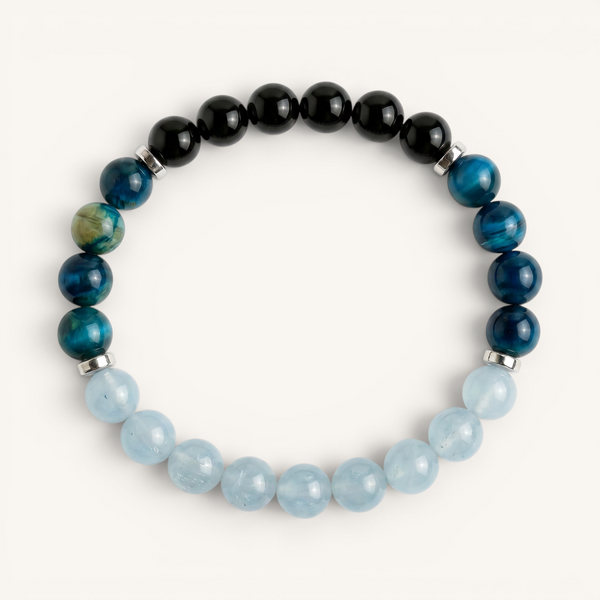 Blue Chalcedony & Obsidian 'Deep Focus' Bracelet