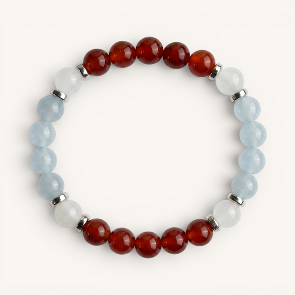 Red Agate & White Jade 'Confident Calm' Bracelet