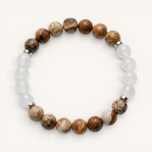 Picture Jasper & White Jade 'Steady Nerve' Bracelet
