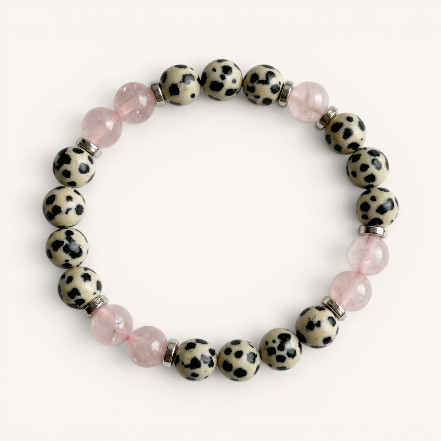 Dalmatian Jasper & Rose Quartz 'Playful Calm' Bracelet