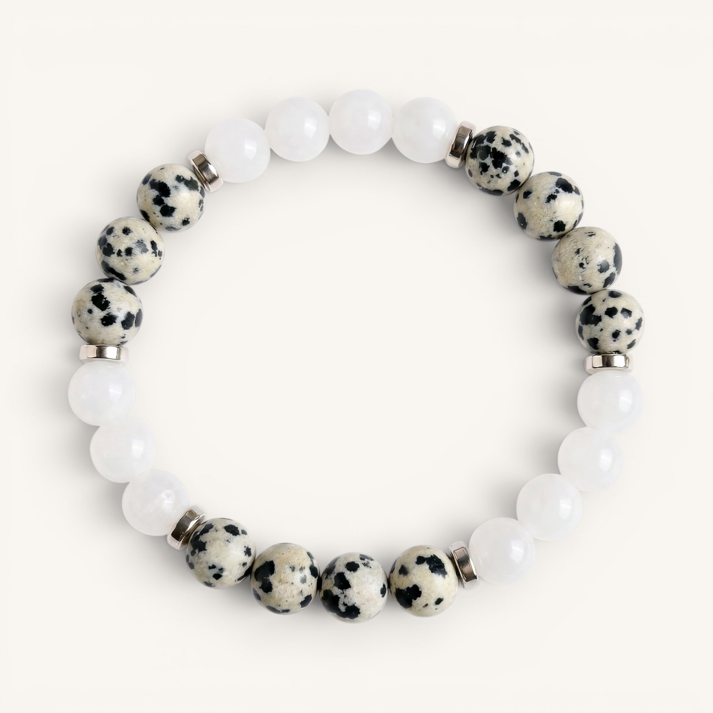 Dalmatian Jasper & White Jade 'Balanced Ease' Bracelet