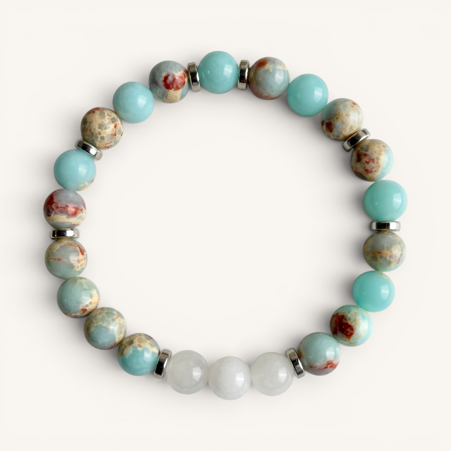 Aqua Terra Jasper & White Jade 'Composure' Bracelet