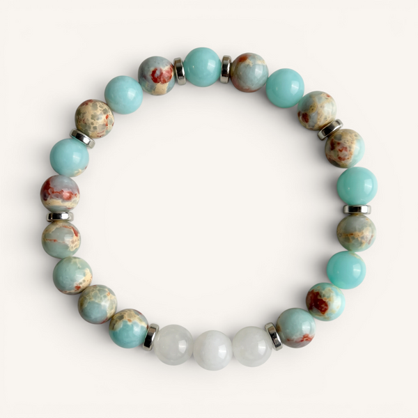 Aqua Terra Jasper & White Jade 'Composure' Bracelet