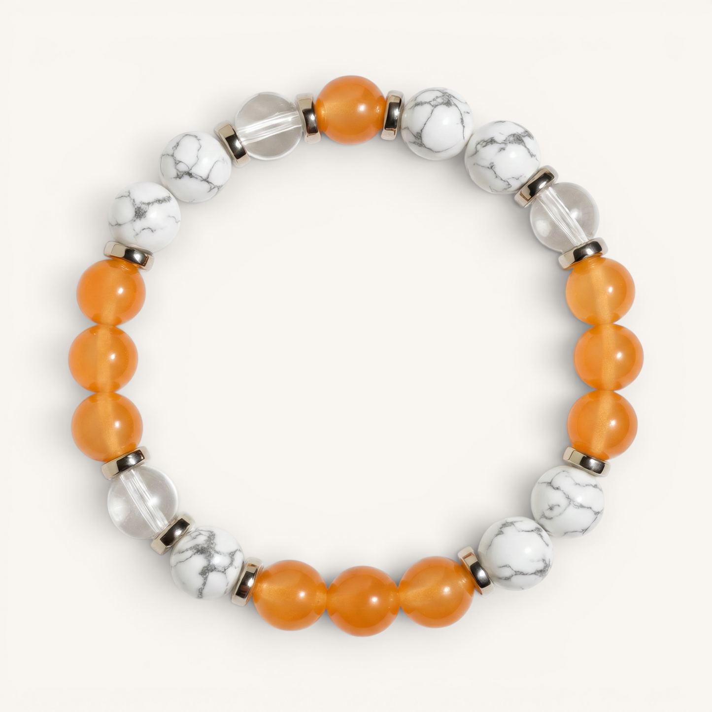 Orange Chalcedony & Howlite 'Steady Joy' Bracelet