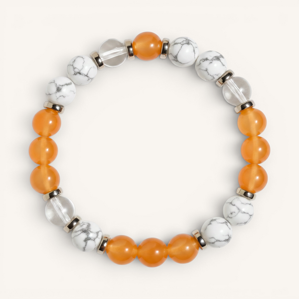 Orange Chalcedony & Howlite 'Steady Joy' Bracelet