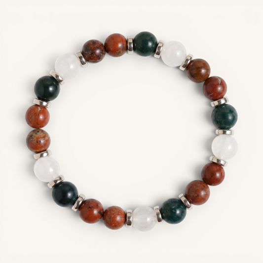 Moss Agate & Red Jasper 'Festive Balance' Bracelet